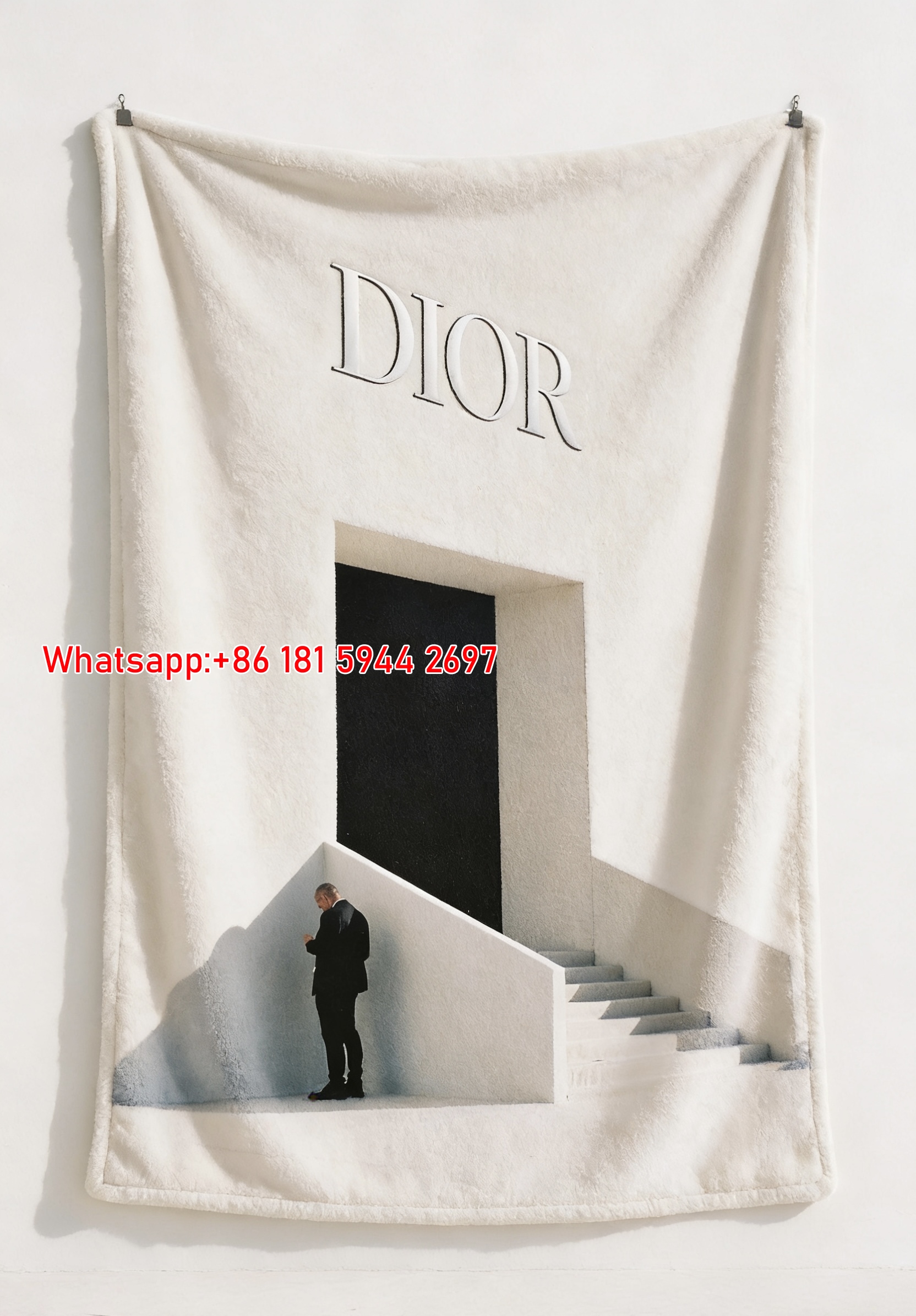Minimalist Dior Architecture Flannel Sofa Blanket D301